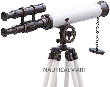 Nauticalmart Floor Standing Oil Rubbed Bronze with White Leather Griffith Astro Telescope 50"