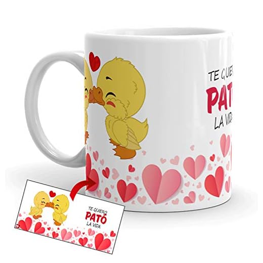 Kembilove Taza de Desayuno para Parejas con Bonitas Frases Te Quiero pató la Vida - Regalo Original Taza con diseños Coloridos para Enamorados Novios y Novias San Valentín - Taza para Enamorados