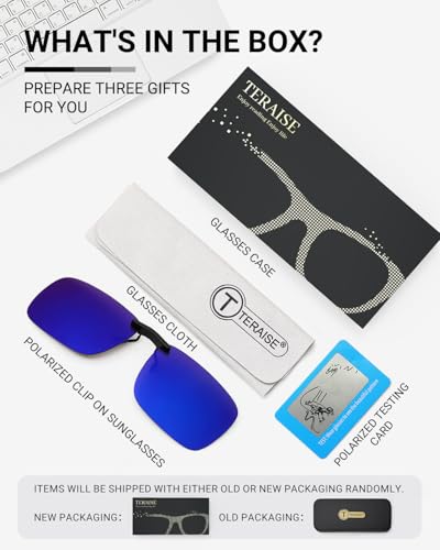 Image of TERAISE Polarized Clip on Sunglasses Over Prescription Glasses Anti-Glare UV400 for Men Women Driving Travelling Outdoor
