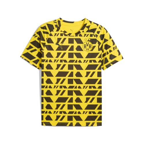 PUMA Mens Bvb Warm Up Crew Neck Short Sleeve Jersey Casual - Yellow - Size L