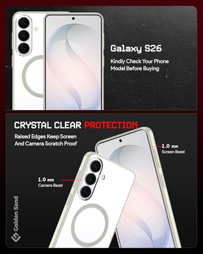 Image of Golden Sand Aura MagSnap Series Transparent Back Cover for Samsung Galaxy S26 5G | Ultra-Clear Glass Feel | Military Grade Protective Case, Camera Protection, (Ivory)