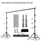 BEIYANG 8.5X10 FT Photo Background Stand with 10X12 FT Black Backdrop Screen, Adjustable Background Holder Support System Kit for Photography Video, Parties Decoration with Carry Bag & Clamps - Image 2
