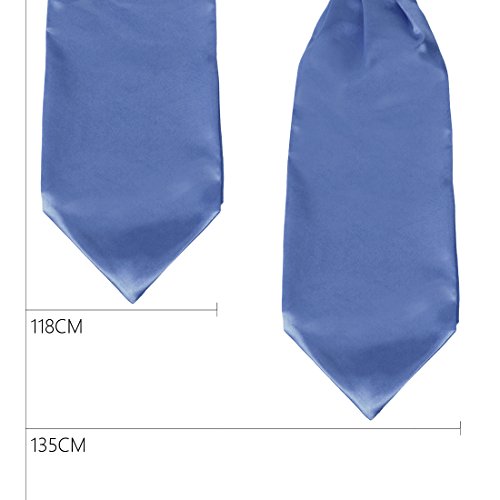 Dan Smith Blue Cravat Tie For Men Ascot Pocket Square Satin Solid Self Formal Neckerchief Pocket Square Play Drc1E01K Cornflower Blue #TOP6