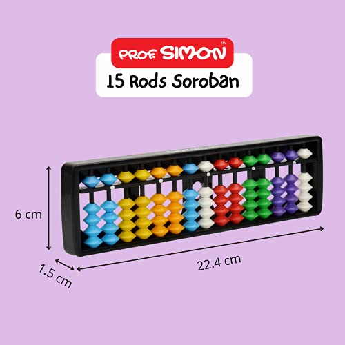 Image of 15 Rods Soroban Plastic Abacus With Multi-Colored Beads For Mathematics, Learn Counting, Addition, Subtraction, Multiplication And Division (Age: 7+ Years) Free Carry Pouch, Kid