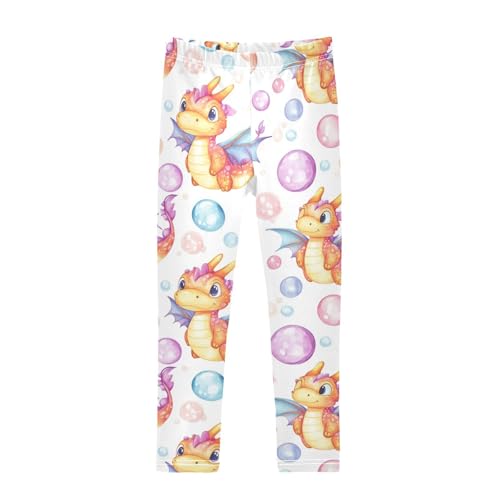 Dragon Bubbles Girls Leggings,Workout Leggings for Girls Toddler Athletic Legging Size for 3-10T