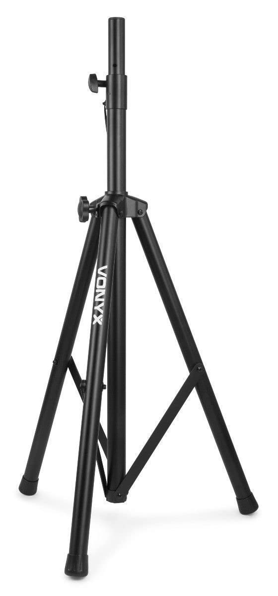 Vonyx LS04 Pied d'Enceinte Pliable, Hauteur Réglable 136-200cm, Insert 35mm, 80 kg Max., Trépieds à Embouts en Caoutchouc, Excellente Stabilité, Idéal pour Bien Diffuser Le Son en Hauteur