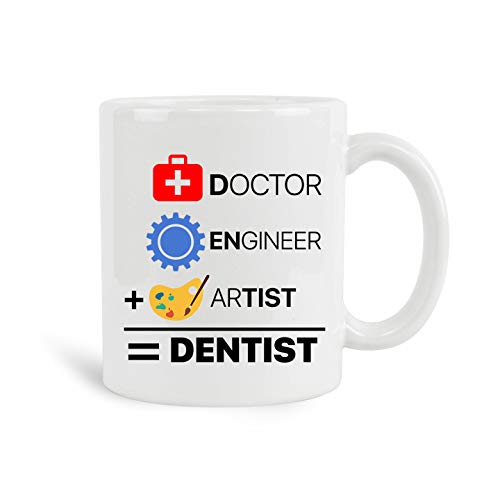 Doctor Engineer Artist Dentist Mug, 11 oz Ceramic White Coffee Mugs, Cool Dentist