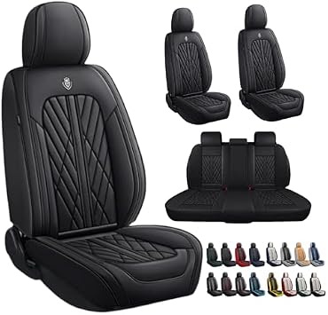 Water-Proof Breathable Fully Covered Premium Faux Leather Car Seat Cover Custom Fit for Chevrolet Chevy Traverse 2018-2023 2024 Sedan SUV Seat Protectors Full Set 5 Seats,Black