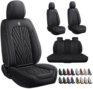 Premium Faux Leather Fully Covered Car Seat Cover Custom Fit for BMW 3 Series M3 GT F34 320i 328i 335i 2013-2024 Non-Slip Interior Seat Cushions Protectors (Full Set 5 Seats,Black)