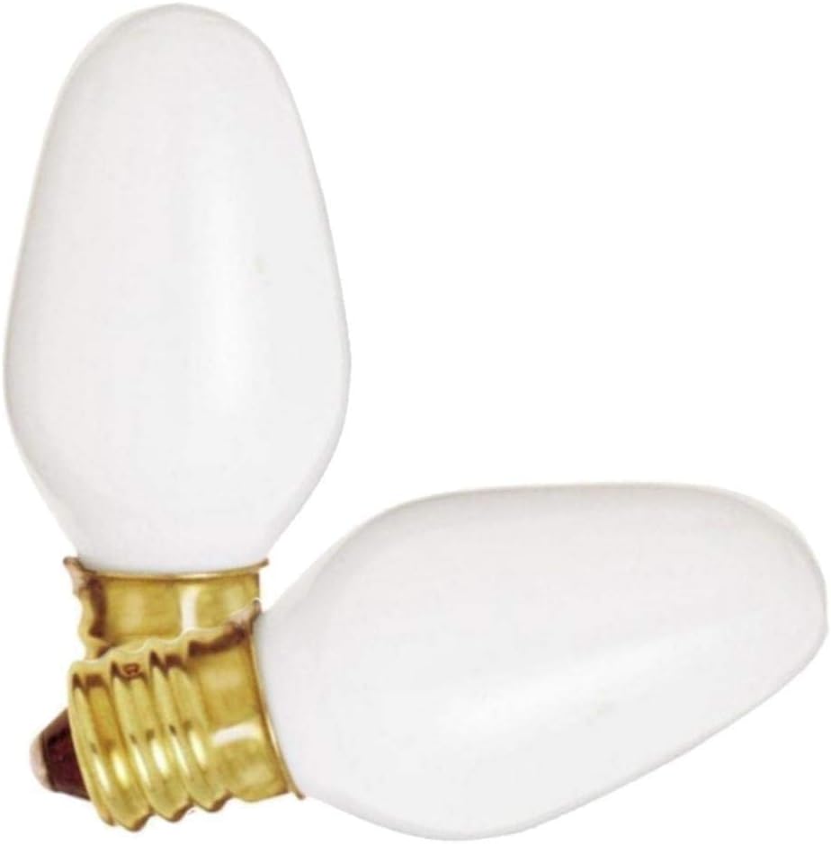 Satco S3792 120V 2/Card Candelabra Base 7-Watt 7C7 Night Light Bulb, White