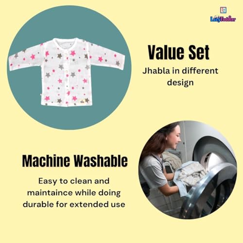 Image of Organic Cotton Muslin Full-Sleeve Jhabla Set for Newborn Boys & Girls Comfortable Baby Clothes - Pack of 4