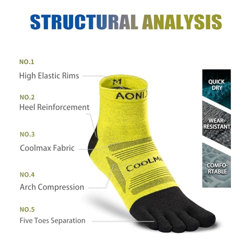 Toe Socks Cool-max Running Socks for Men Women 3 Pairs Athletic Breathable Five Finger Socks3