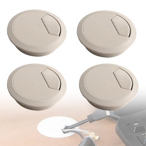4 Piezas Pasacables de Mesa Circular de plástico Pasacables Mesa Oficina Ø60mm Tapa pasacables encastrable en Mesa de Oficina/Escritorio (Marrón Claro)