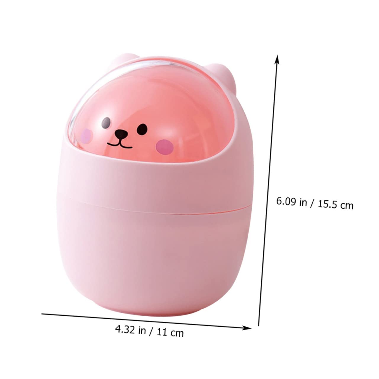 2pcs Cute Cartoon Desktop Trash Can Small Wastebasket Lid for Bedroom Office Kitchen Lovely Rubbish Bin for Reducing and Clutter