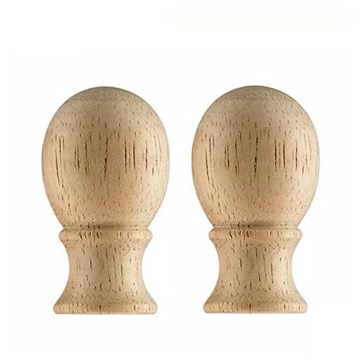 U/D 2 Packs Natural Hard Wood Ball Shaped Lamp Finial Cap Knob Lamp Decoration for Lamp, Natural Wood, 1-3/4 Inches (Wooden)