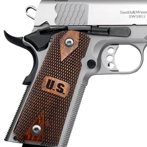 1911 Original Series US Logo Wooden 1911 Grips, Ambi Safety Cut, Handgun Grips, Pistol Grips, 1911 Wood Grips, 1911 Grips for Full Size, 1911 Accessories, Gift for Veterans (Colt US)