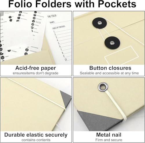 Image of Document Organizer Folio with Labels, Personal Family Important Document Binder, Life Binder Organizer Folio Kit for Birth Certificate, Passports, Photos & Letters - 1Pcs, Multicolor