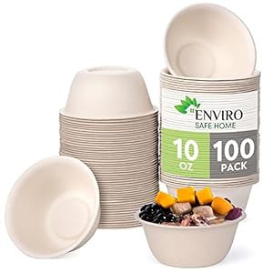 10 Oz Bamboo Disposable Bowls For Hot Soup, 100 Pack – Small, Heavy Duty, Microwavable, Oven Safe – Perfect for Hot Food, Meals, Acai & More – Eco-Friendly, Leak-Proof