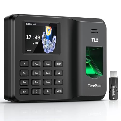 Clocking in Machine for Small Business with USB Data Transfer Biometric Time Clock for Employees Fingerprint & PIN Standalone Punch Machine No WiFi/Software/Monthly Fees