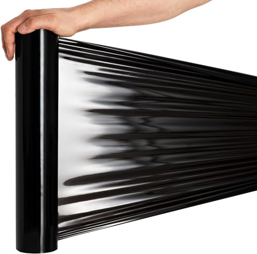 RAGO® Film etirable demenagement noir 150m 7,5 × 7,5 × 40 cm Film etirable 0,85 kg Film palette Film noir emballage I Rouleau emballage colis I Plastique...