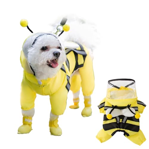 Fychuo Dog Raincoats Waterproof, Cute Medium Dog Raincoat with Legs, Breathable Puppy Raincoats with Reflective Strips & Hood, Lightweight Windproof Jacket for Medium Breeds Dogs (XXL Size)