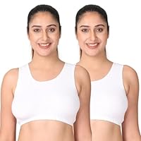 Adira | Lounge Bra Wirefree Plus Size | Slip On Bras to Wear at Home | Comfortable Bra | Wirefree & High Coverage | Sleep Support | Plus Size | Pack of 2 | White | 8XL
