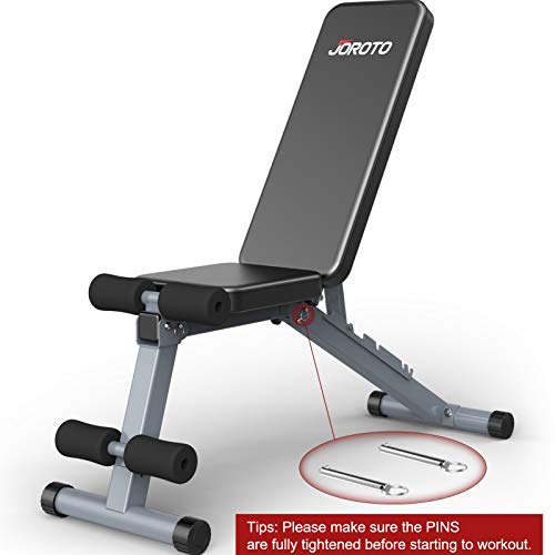JOROTO Adjustable Weight Bench Multi-purepose Foldable Bench Exercise Bench Workout Bench for Full Body Home Gym (Grey)