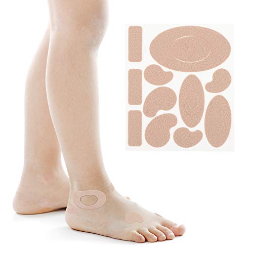 Moleskin Tape Flannel Adhesive Pads Stickers Blister Prevention Pads Anti-wear Heel Pads for Feet Fabric Padding, 11 Shapes (110 Pieces)