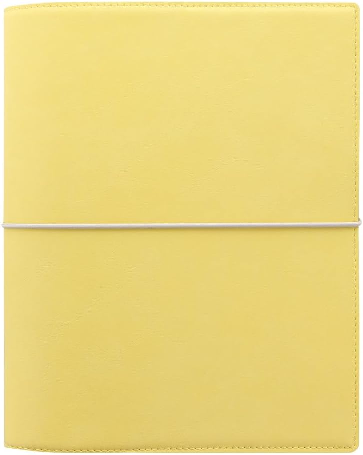 Filofax Domino Soft Organizer, A5 Size, Lemon - Smooth, Leather-Look, Grain Effect, Tactile, Six Rings, Week-to-View Calendar Diary, Multilingual, 2025 (C022606-25)