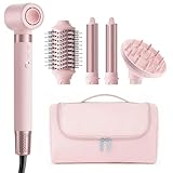 MESCOMB 5 in 1 High-Speed Hot Air Styler, Professional Frizz-Free Hair Dryer Brush, Fast Drying with Diffuser, No Heat Damage Air Styler Wrap for Curl, Volumize, Gift for Women (Pastel Pink)