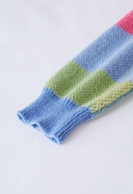 Grid Color Block Oversize Wool Sweater - Pullover Sweaters Top Trendy Outfit3