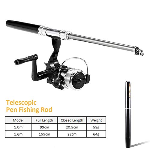 Caneta, Andoer Conjunto de carretel giratório para vara de pesca com canetas e carretéis de liga de