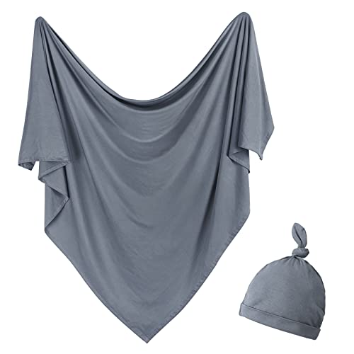 Image of OWLOWLA Newborn Swaddle Set Stretch Wrap Swaddle Receiving Blanket for Baby Boy Girl(Dim Gray)