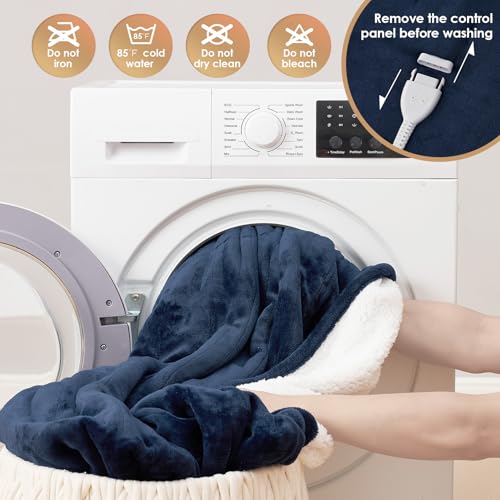 EHEYCIGA Heated Blanket - Full Size, 9 Heating Levels, Auto Off, Soft Cozy Sherpa, 72 x 84 Inches