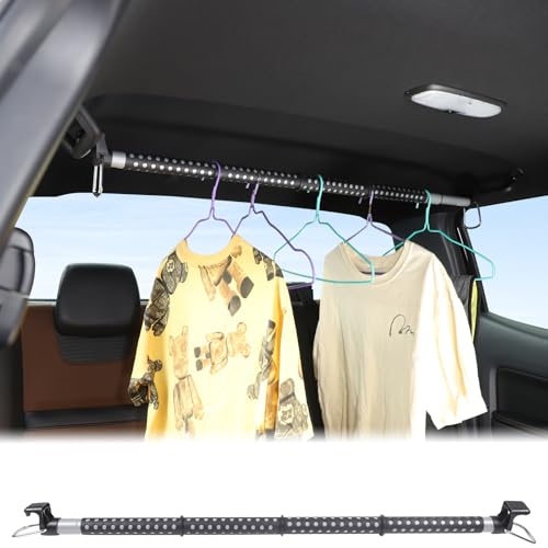 Car Clothes Hanger Bar Compatible with Ford Ranger 2015-2022 Accessories, Adjustable Telescopic Car Clothes Rack, 35–64 Inches, Extendable Metal Pole for Automobile Clothing Organizers & Storage