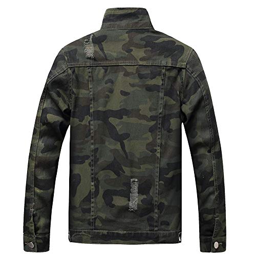 Chunyemen Mens Ripped Jeans Jacket Fashion Slim Denim Jacket For Men (Camouflage1805, S) #TOP1