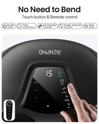 RENPHO Shiatsu Fußmassagegerät, kompaktes Fußmassagegerät mit Wärme, tiefem Kneten und Drücken, Auto-Off-Timer, Fernbedienung, lindert müde Muskeln und Plantarfasziitis, passt Füßen bis Herrengröße 46 - Image 4