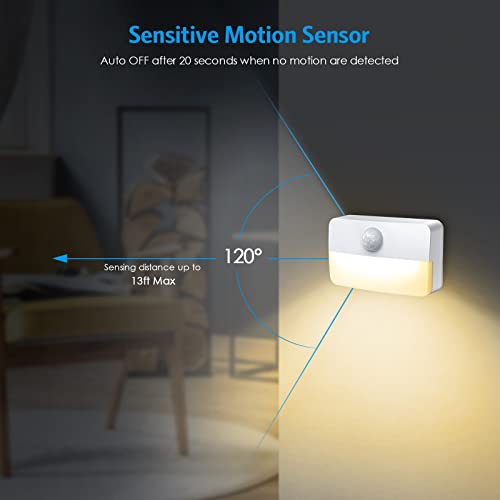 Image of AMIR 12 Pack Motion Sensor Stair Lights for Indoor, Battery-Operated LED Night Light, 40 Lumen 3000K, Cordless Closet Light, Tap Light, Safe Lights for Stairs, Hallway, Bathroom, Cabinet, Kitchen