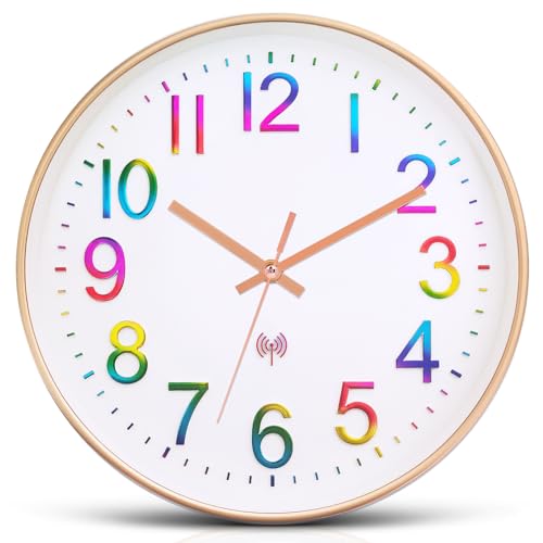 Ziprote Funkuhr Wanduhr, Wanduhr Ohne Tickgeräusche, Wanduhr Funk 30 cm Durchmesser Funkuhr Wand für Küchenuhr Wohnzimmer