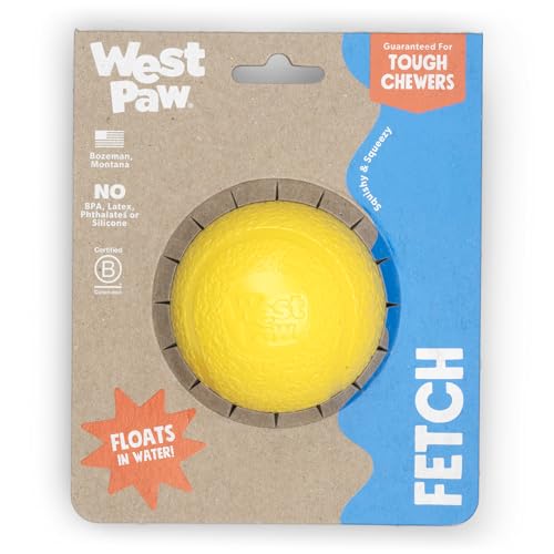 WEST PAW Boundr Ball Jouet pour chien à rapporter - Jouets rebondissants pour chiens, rapporter, mâcher, jouer - Boules flottantes recyclables - Grand pissenlit jaune