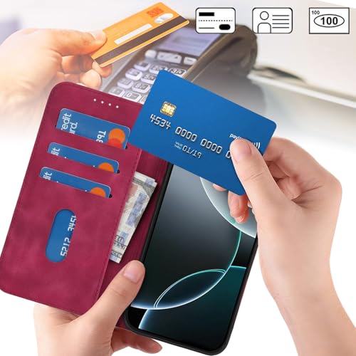 Jaorty Case for iPhone 16 Pro Wallet with Wrist Strap,Matte Burgundy - image 2