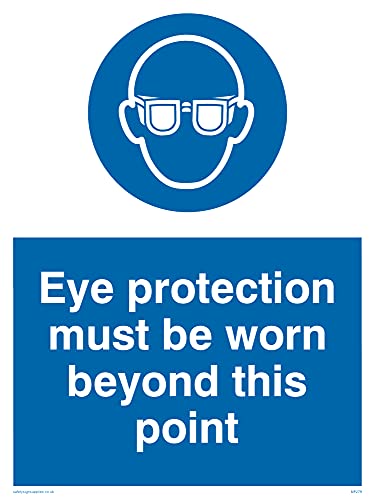 Confezione Da 5 – Eye Protection Must Be Worn Beyond This Point Sign – 150 X 200 Mm – A5P