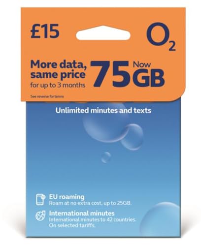 O2 Pay As You Go Sim Card (O2 75GB - £15)