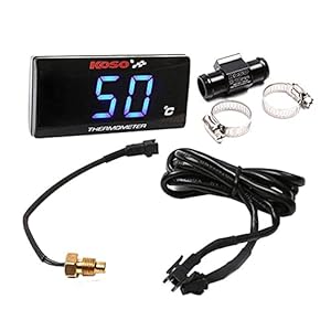 Thermomètre Moto Instruments Température de l’eau Affichage numérique Jauge Plus Lecteur Adaptateur capteur (Red+18mm Sensor Adapter) (s, BLUE)