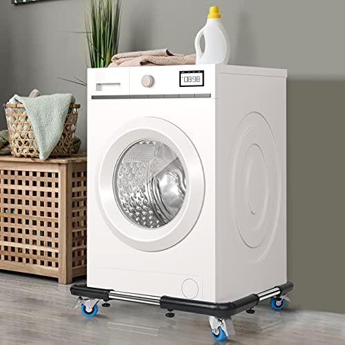 Spacecare Mini Fridge Stand Furniture Dolly Mobile Roller With 4 Locking Wheels-Base Adjustable Refrigerator Washing Machine Stand Moving Cart- Appliance Dolly Cart Roller Pedestal -Black #TOP6