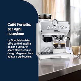 De'Longhi LA SPECIALISTA ARTE EC9155.W Macchina da caffè Manuale, 3 Ricette Preimpostate, Controllo Attivo della Temperatura, 8 Livelli di Macinazione, Lancia MyLatte Art, incluso KIT BARISTA, Bianco
