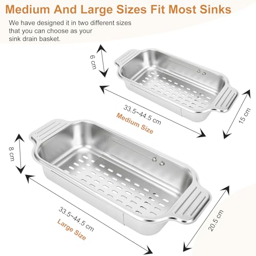 Scolapasta da Lavello, Scolapasta Acciaio Inox, Setaccio Estensibile per Lavello, Accessori Cucina Ideale per Lavare Frutta e Verdura, Scolare la Pasta Cotta - Medio - immagine 5