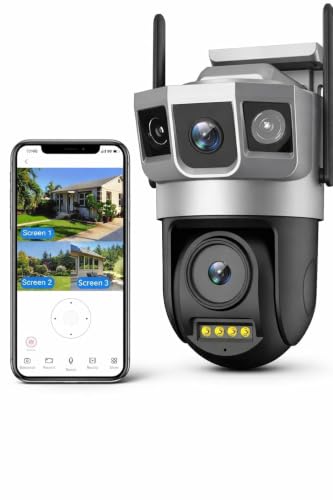 Image of MacCam 6MP WiFi Dual Lens Outdoor PTZ CCTV Camera | 360 Rotation | Color Night Vision | Motion Detection | Two-Way Audio | Wireless Home Security with Mobile App V380 Pro (New Dual Lens PTZ)