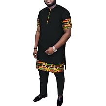 African Traditional Styel Clothes for Men Dashiki Outfits Short Sleeve African Top and Pant 2 Piece African Attire Set