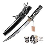 MURASAME Tanto Sword L6 Steel Choji Hitatsura Hamon Razor Sharp Handmade Demon